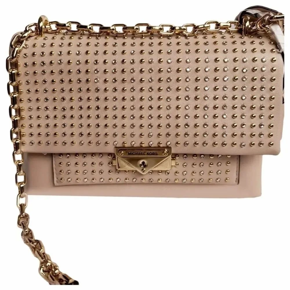 MICHAEL KORS MK Cece Designer Studded Leather Convertible Chain Shoulder Bag